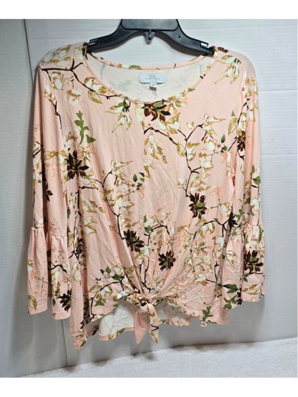 Women's New Directions Floral Long Sleeve Tee XL Pink Green